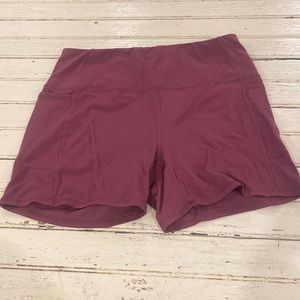 RBX Maroon Purple Spandex Workout Shorts With Pockets XL